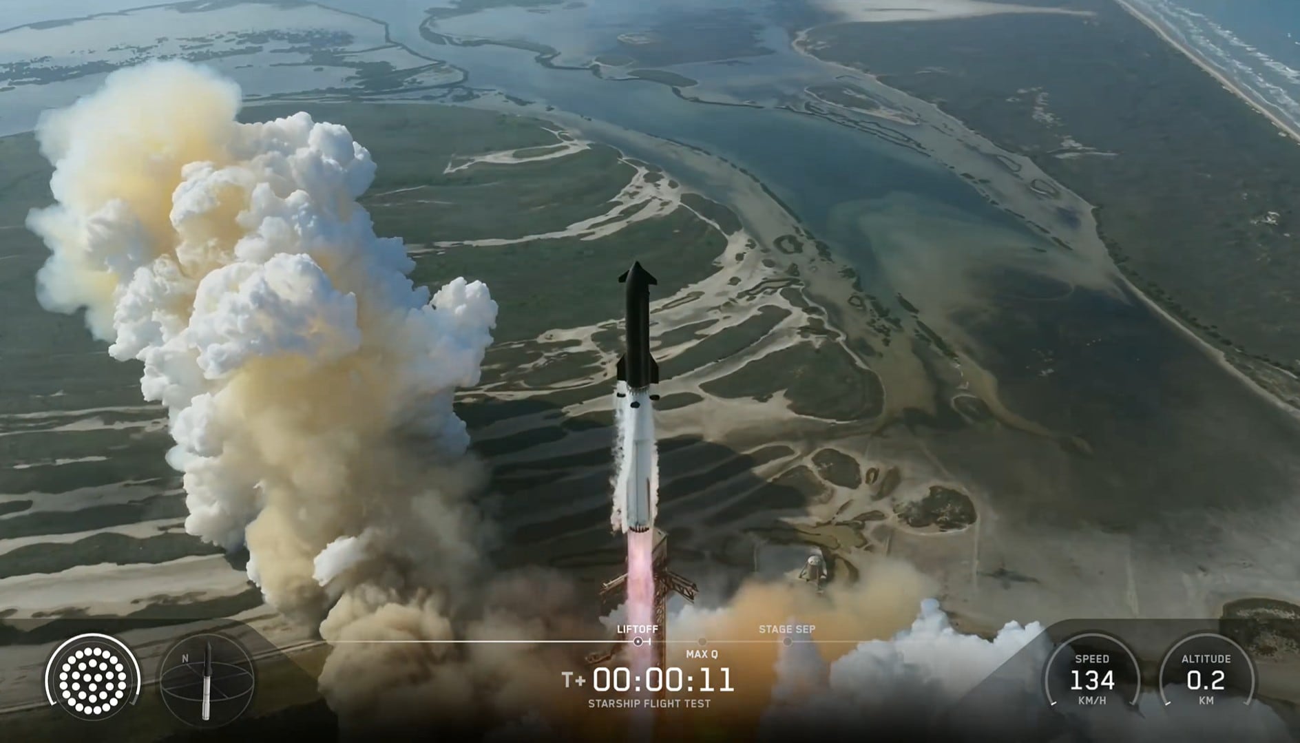 Captura de un video difundido por SpaceX del despegue de la nave Starship (V3) este viernes, desde Starbase, en el sur de Texas (EFE/@SpaceX)