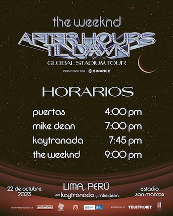 Horarios del concierto de The