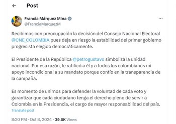 Francia Márquez Mina cuestiona la