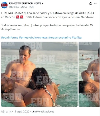 Erasmo Catarino casi se ahoga (X/@ERNESTOBUITRON)