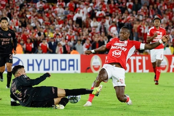 Hugo Rodallega marcó uno de los goles de Santa Fe frente a Platense, por Copa Libertadores - crédito Mauricio Dueñas/EFE
