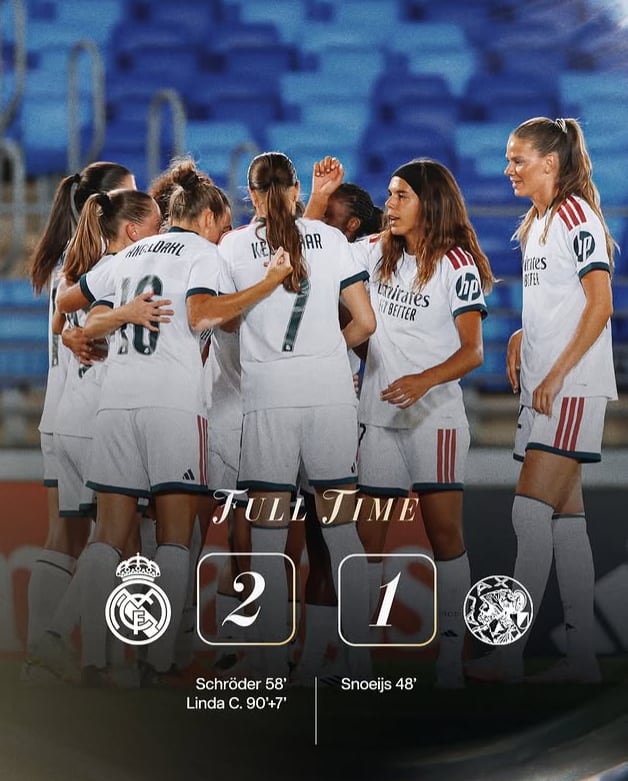 Real Madrid venció 2.1 al Ajax de Holanda en el partido de vuelta y 4-1 en global de la serie para clasificar a la fase de liga en la Uefa Champions League - crédito Real Madrid