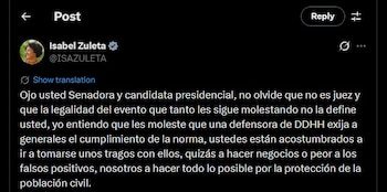 Isabel Zuleta contestó a Paola
