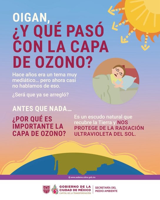 La capa de ozono funciona como un escudo natural que rodea la Tierra. (@SEDEMA_CDMX)