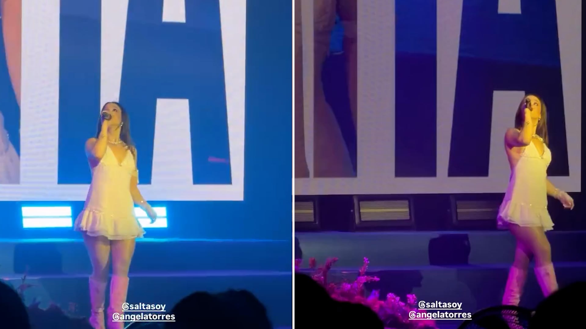 Ángela Torres advirtió la caída de materiales desde el escenario durante su show en Salta