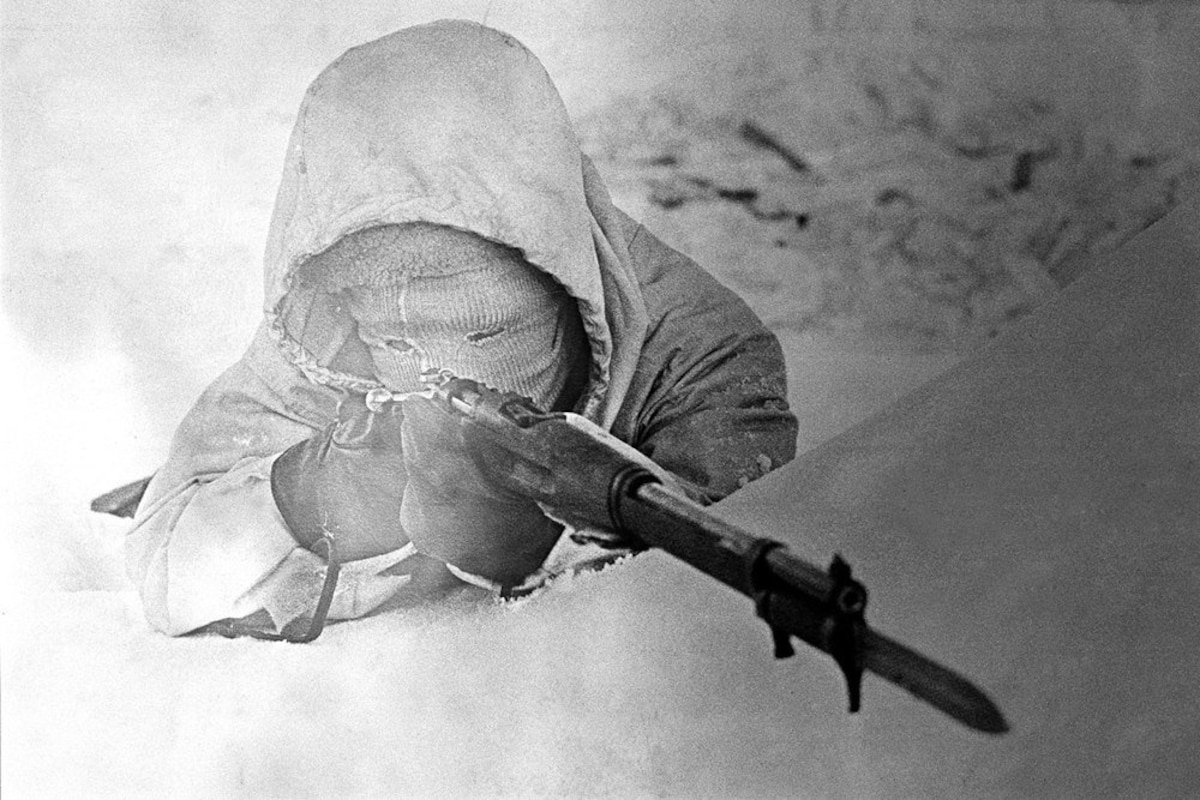 Simo Häyhä in winter camouflage
