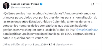 El expresidente Ernesto Samper lanzó