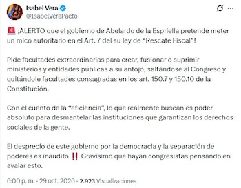 Congresistas, representantes, concejales y exministros se pronunciaron tras el anuncio de la Ley de Rescate Económico por parte del gobierno de Abelardo de la Espriella - crédito X