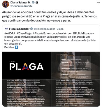 Publicación de la fiscal general, Diana Salazar.