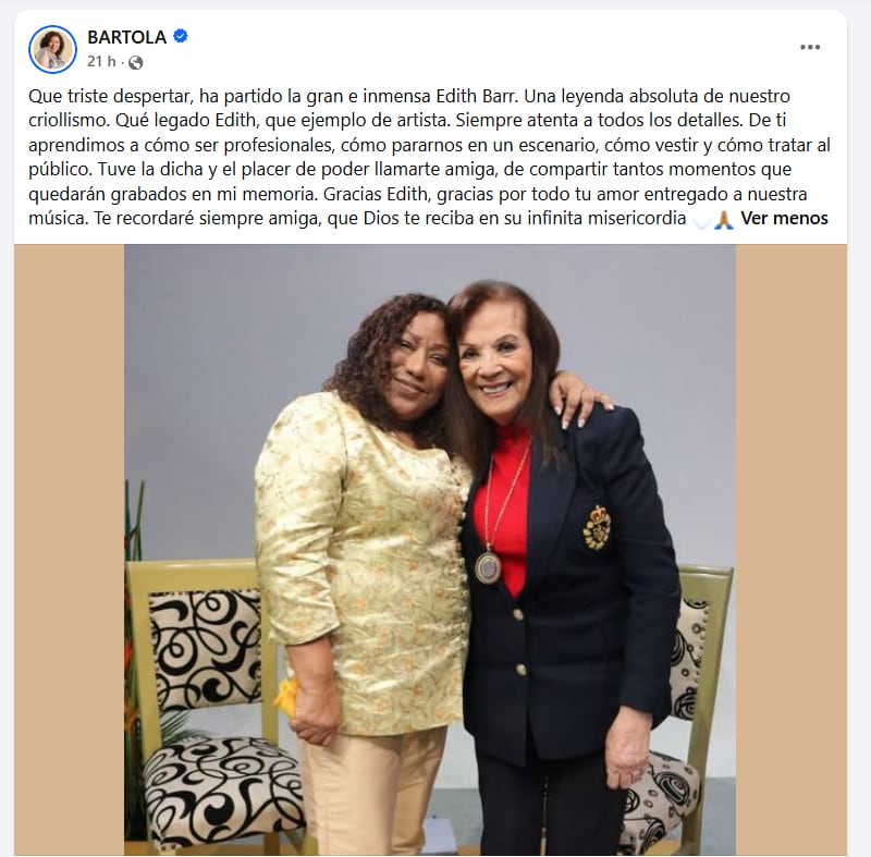 Bartola se despide de Edith Barr
