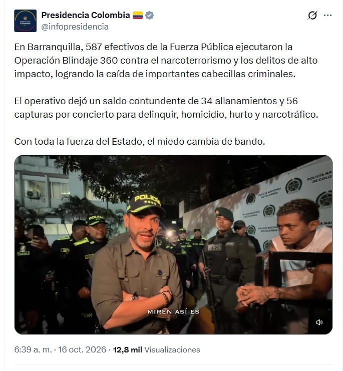El jefe de Estado compartió el video desde la cuenta de Presidencia vía X - crédito @infopresidencia/X