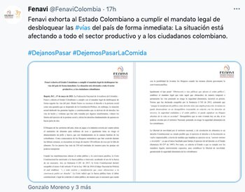 Fenavi divulgó en su cuenta