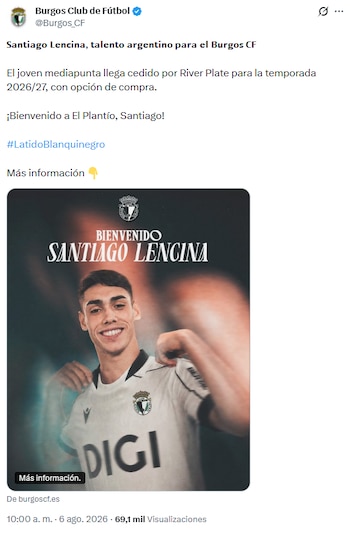 El joven atacante emigró bajo una cesión al club de la Segunda División