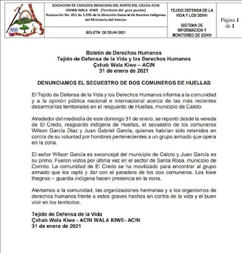 Secuestro indigenas