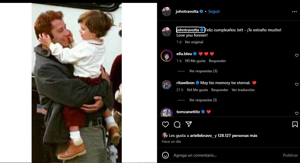 John Travolta celebró el cumpleaños de su fallecido hijo Jett.(Instagram/John Travolta)