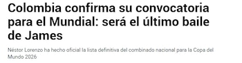 Marca sobre la convocatoria de la selección Colombia para la Copa Mundial de la FIFA 2026 - crédito Marca