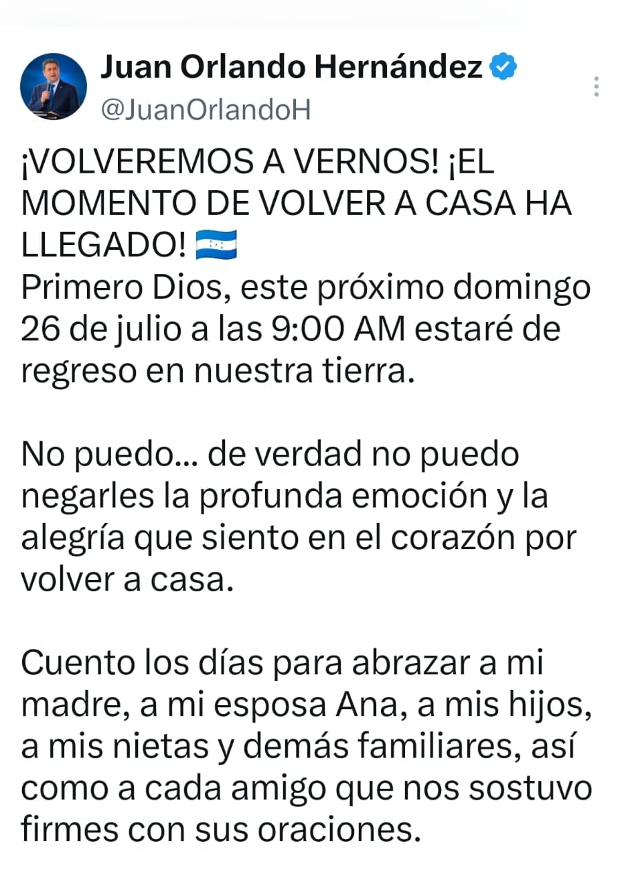 La fecha fue comunicada en sus redes sociales, tras años fuera del país y luego de cumplir parte de una sentencia en Estados Unidos por delitos vinculados al narcotráfico, según su propio relato
