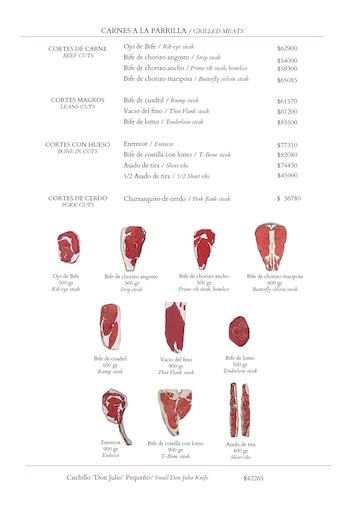 Carta del restaurante Don Julio
