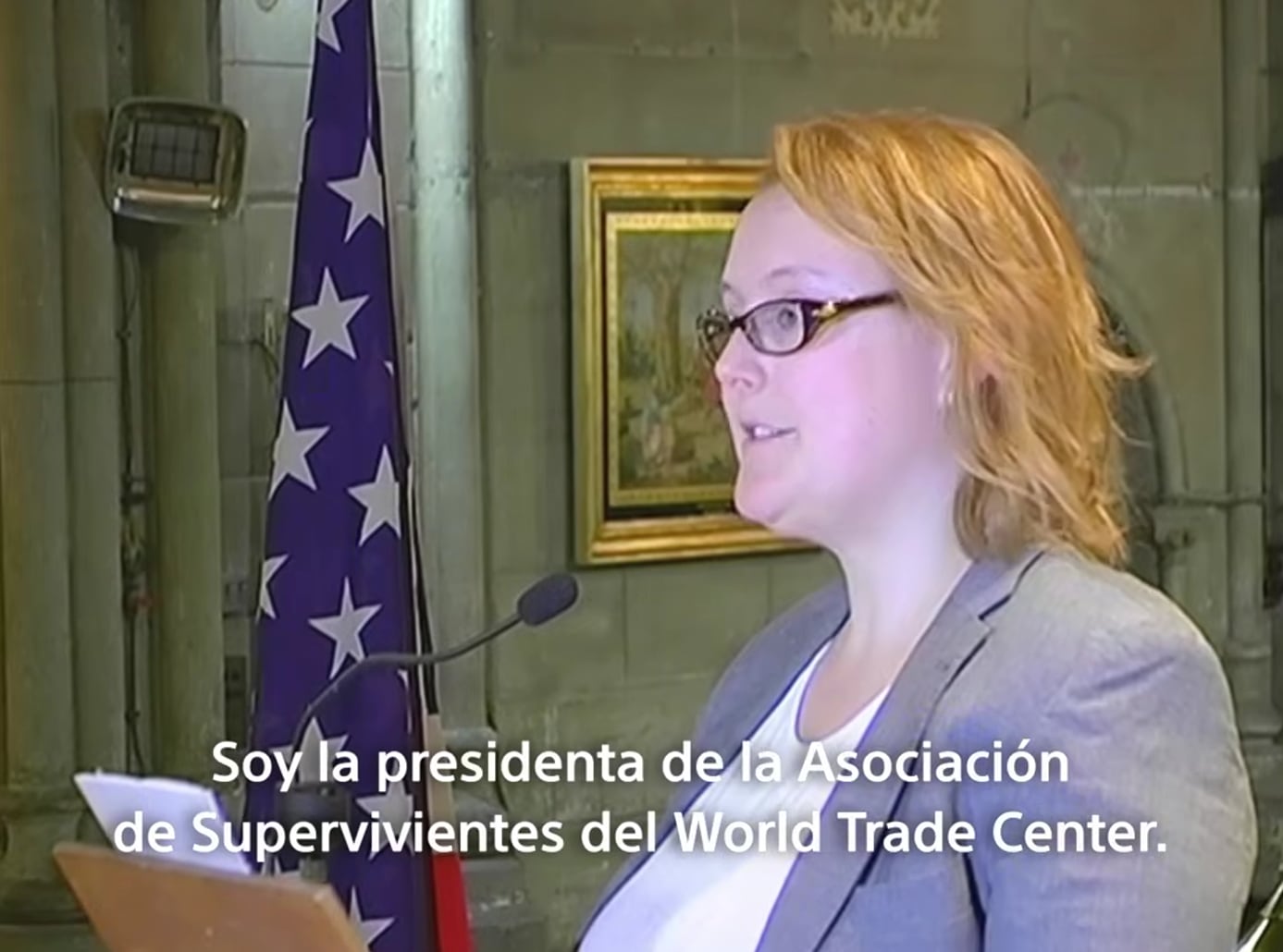 Alicia Esteve en una intervención pública como Tania Head. (Sábado Time)