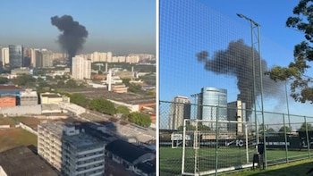 La columna de humo negro