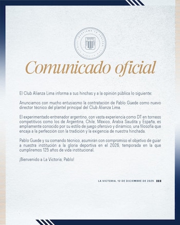 El anuncio de Alianza Lima