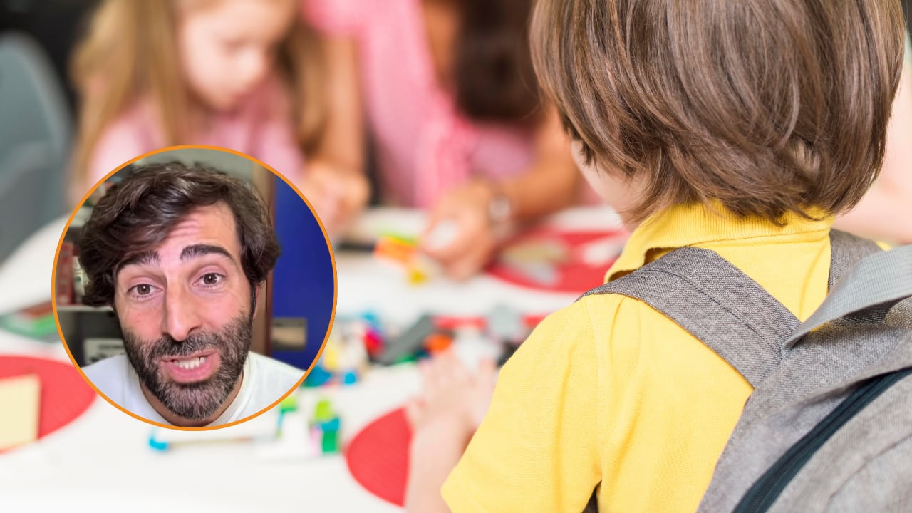 El psicólogo Javier de Haro explica qué hay que tener en cuenta antes de apuntar a los niños a una actividad extraescolar. (Montaje Infobae con imagen de Freepik y @psicologo_teayudoaeducar/Instagram)