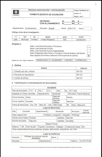Según la Fiscalía, González habría