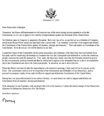 La carta de Nancy Pelosi