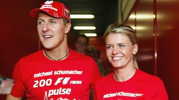 Gina su hija mayor, se dedicó a la equitación, como su madre. Mick, el menor, es piloto y llegó a la F1, como Schumi (Getty Images)