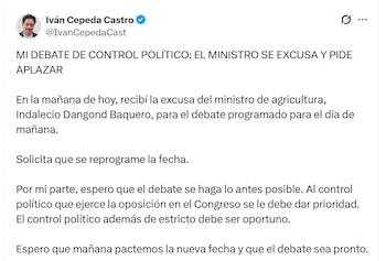 El senador Iván Cepeda confirmó que buscará coordinar una nueva fecha para asegurar la comparecencia del ministro - crédito @IvanCepedaCast/X