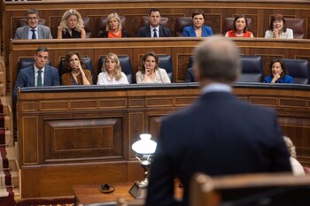 Intervención del líder del PP, Alberto Núñez Feijóo, frente al Gobierno en el Congreso de los Diputados. (Eduardo Parra/Europa Press)