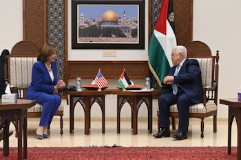 La presidenta de la Cámara de Representantes se reunió este jueves con el presidente de la Autoridad Palestina, Mahmud Abbas