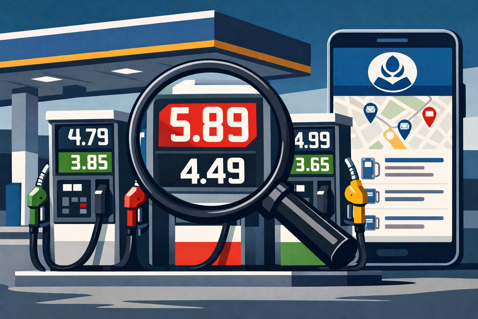 Una aplicación digital de Osinergmin en un teléfono móvil permite comparar los precios de la gasolina y el diésel mostrados en los surtidores de una estación de servicio. (Imagen Ilustrativa Infobae)