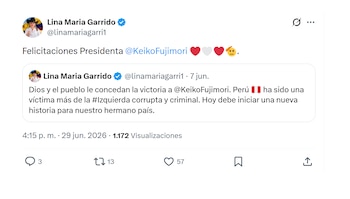 Lina María Garrido celebró triunfo de Keiko Fujimori