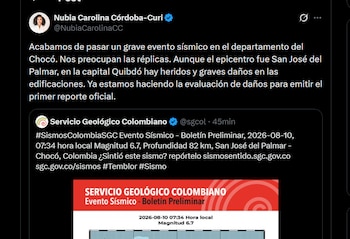 Gobernadora del Chocó reportó fuertes daños en la ciudad de Quibdó - crédito X