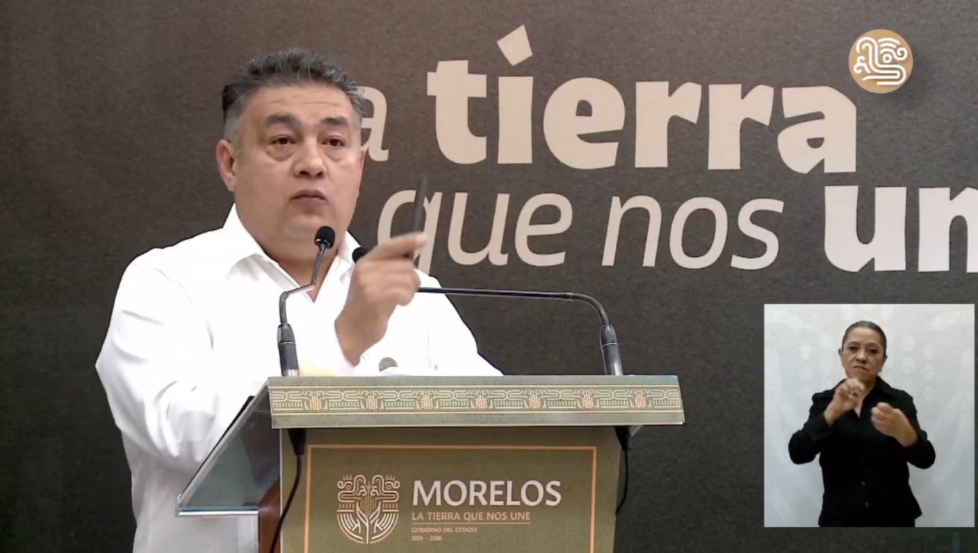 El titular de la SSPC Morelos en conferencia de prensa (Gobierno del Estado de Morelos)