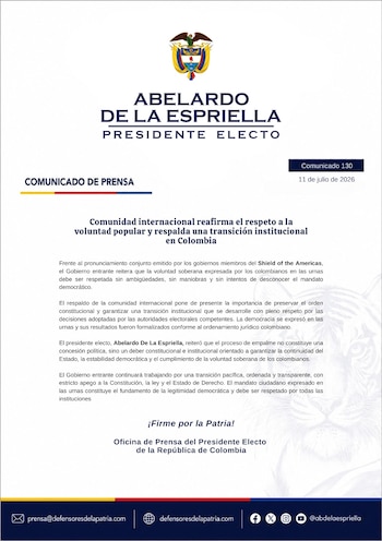 El presidente electo afirmó que el país ya expresó su voluntad política en las urnas - crédito Abelardo de la Espriella