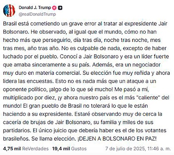 trump apoya a Bolsonaro