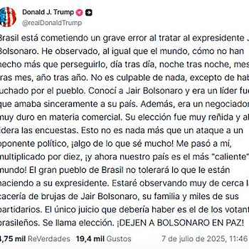 Mensaje de Trump en apoyo