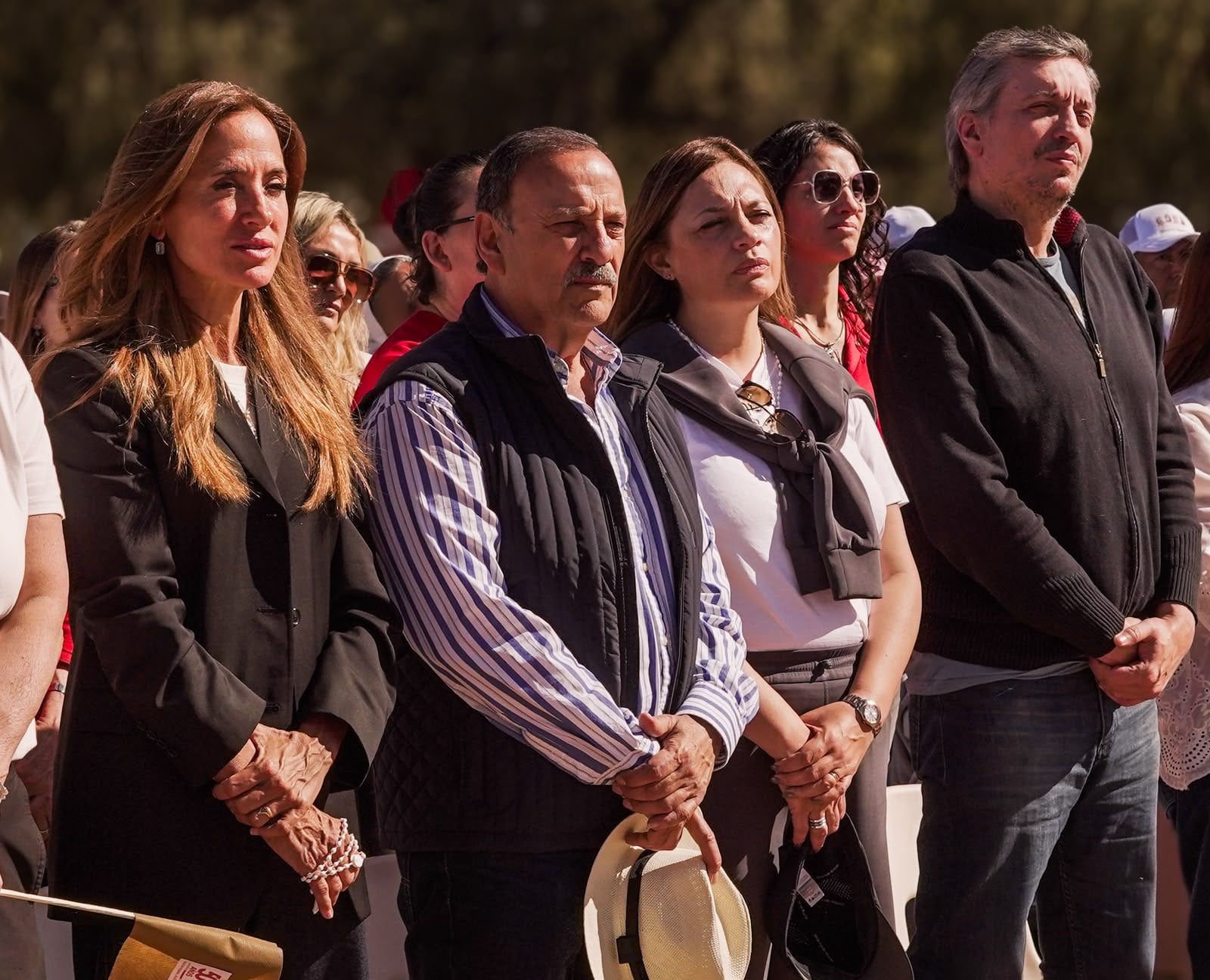 Victoria Tolosa Paz junto a Ricardo Quintela y Máximo Kirchner (Tolosa Paz en La Rioja)