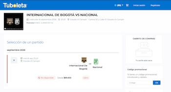 Boletería agotada para el partido de Atlético Nacional vs. Internacional de Bogotá en El Campín - crédito TuBoleta