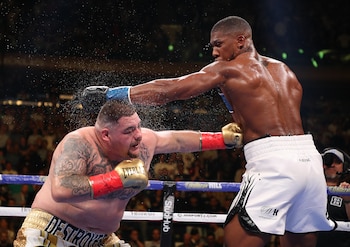 El momento más alto de Ruiz llegó en junio de 2019, cuando derrotó por nocaut técnico en siete rounds a Anthony Joshua (Al Bello/AFP)