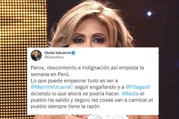 Gisela Valcárcel publica post contra Pedro Castillo. (Foto: Twitter)