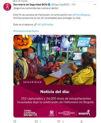 252 capturas por diferentes delitos,