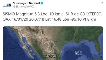 Sismo de magnitud 5.3 grados