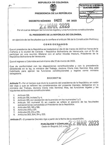 Decreto delegación de funciones