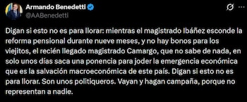 El ministro Armando Benedetti mostró