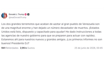 Trump dijo que Estados Unidos está “listo y dispuesto” a ayudar a Venezuela tras los dos terremotos (@realDonaldTrump)
