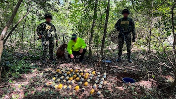 Ejército Nacional destruyó un depósito ilegal de las disidencias de ‘Mordisco’ con 136 explosivos improvisados en Huila