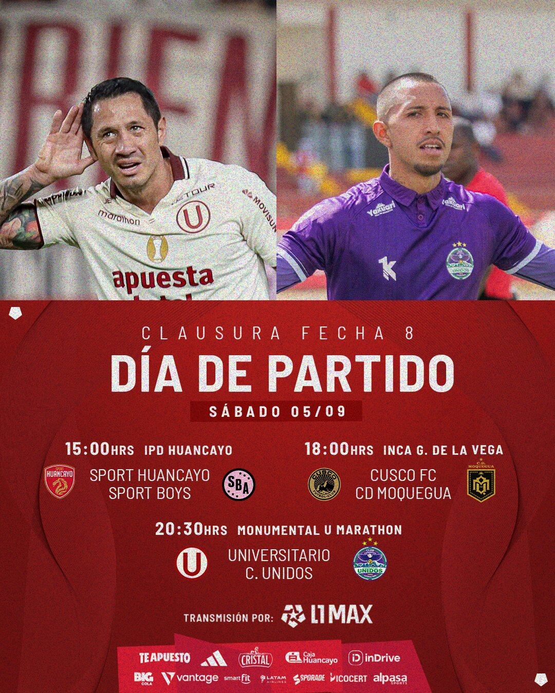 Programación del sábado 5 de septiembre por la fecha 8 del Torneo Clausura 2026